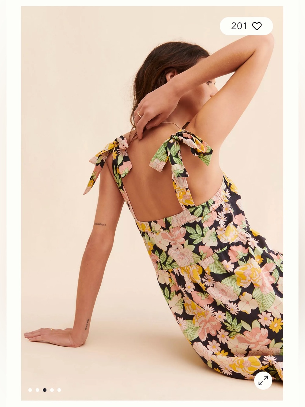 Anthropologie Black Floral Maxi Dress with Pink, Yellow & Green Print - Picture 3 of 10